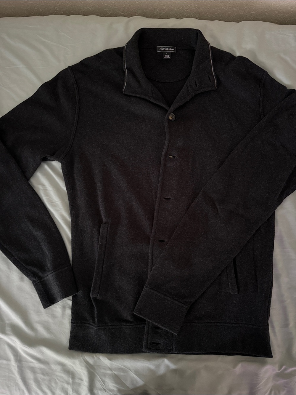 Saks Fifth Avenue Men's Black Button-Front Shawl Collar Cardigan